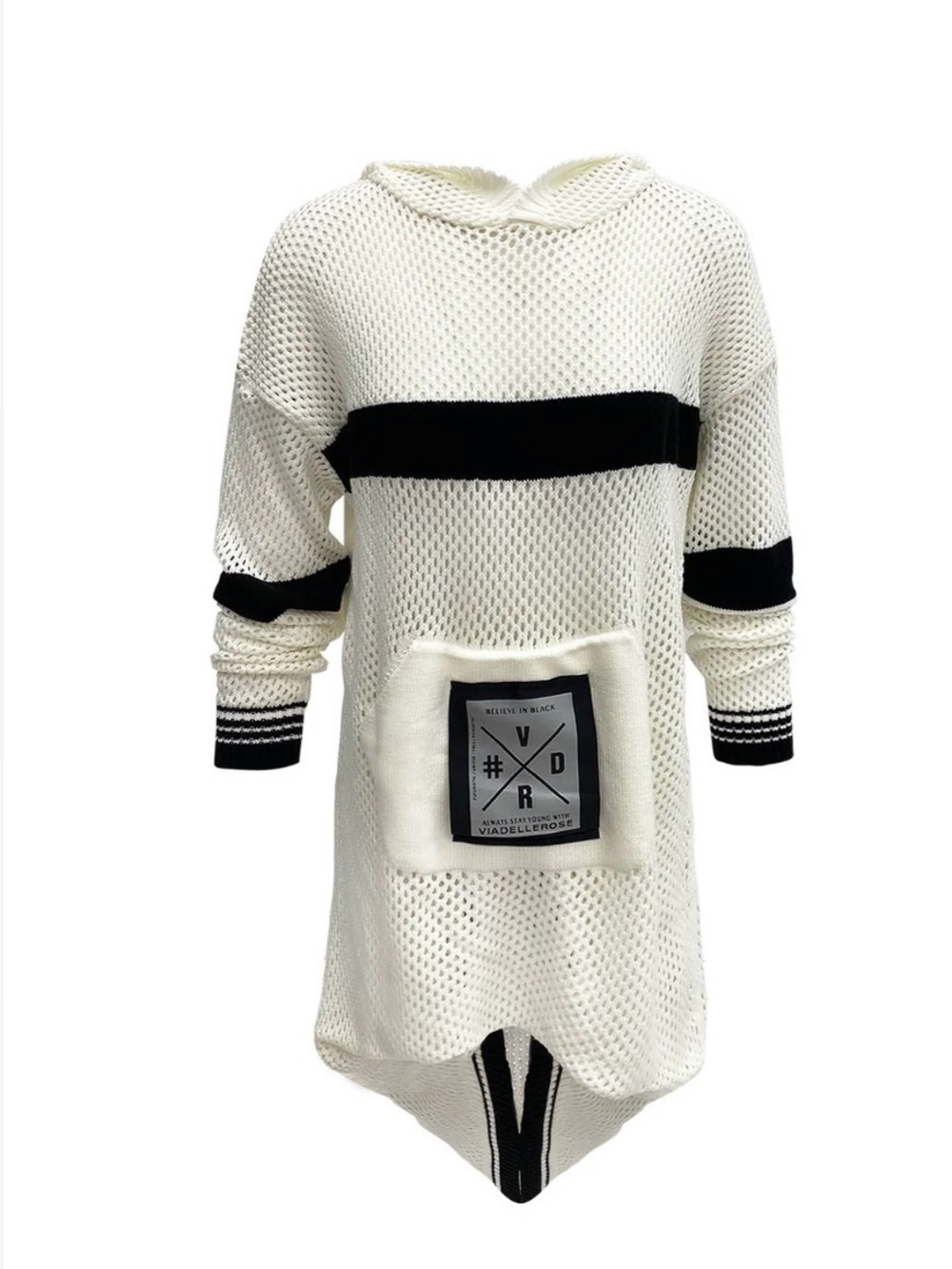 VIADELLEROSE 'Believe in Black' Patch Sweater - White with Black Patch